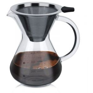 Cafeti&egrave;re &agrave; verser, Filtre &agrave; Caf&eacute; Manuelle, Carafe en Verre Borosilicate, cafeti&egrave;re manuelle pour-over avec filtre permanent, 0,4 L