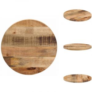 Dessus de table &oslash; 60x2,5 cm rond bois massif de manguier brut - Dessus De Table - Plateau De Table - Bois Massif - Manguier - Design Rustique