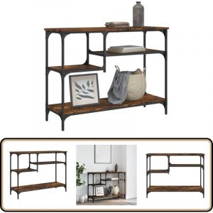 Table console avec étagères chêne fumé 100x35x75 cm - Table Basse - Meuble D'entrée - Table Console - Table D'appoint - Table Industrielle