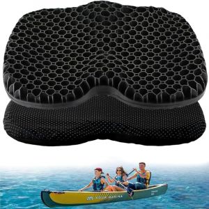 3pcs Coussin antidérapant pour siège de kayak, coussin imperméable en gel pour siège de kayak, coussin épais pour siège de kayak avec housse