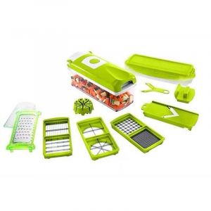 Genius Nicer Dicer Smart (12 pi&egrave;ces) vert - coupe-l&eacute;gumes pour cubes, b&acirc;tonnets, tranches, lamelles et quartiers - mandoline coupe-salade et