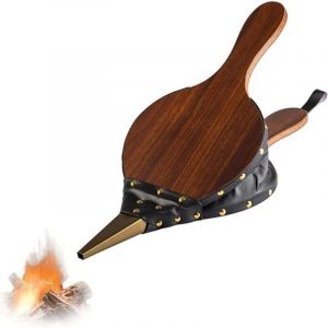 Soufflet Chemin&eacute;e et Barbecue Bois, Souffleur de Chemin&eacute;e Manuel, Souffleur Bois Feu, Buse en Fonte de Soufflet de Chemin&eacute;e en Bois Avec Cordon