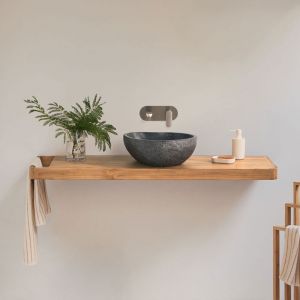 Ensemble meuble de salle de bain suspendu 130x45 cm en bois de teck Neill SKLUM