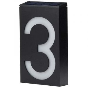 Plaque Numérotée Solaire LED Éclairage Extérieur Maison Hôtel Magasin Adresse Porte