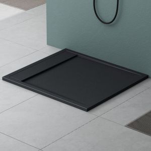 Mai & Mai Receveur de Douche Antid&eacute;rapant Bac &agrave; Douche Gris Noir Mat en R&eacute;sine Marbre Artificielle 90x100x3cm Rectangulaire G&eacute;o10 avec Bonde AL06