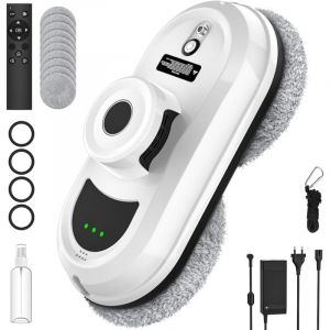 Robot Nettoyeur de Vitre, 5600pa Robot Laveur de Vitre Automatique, 3 Modes de Nettoyage, Navigation Intelligente, Télécommande et 10 Chiffons, Robot