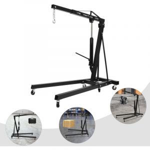 Pont &eacute;l&eacute;vateur pliable 2 tonnes &agrave; 6 roues, grue hydraulique en acier robuste pour atelier, nacelle &eacute;l&eacute;vatrice pour garage, atelier, 4400 lb