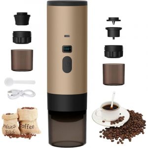 3En1 Machine &agrave; Cafe Portable, 72W Cafeti&egrave;Re Portable, 12V Expresso Cafeti&egrave;Re Rechargeable, USB Cafeti&egrave;Res Expresso &agrave; Capsules, R&eacute;Servoir D'Eau 90ml,