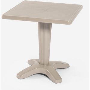 Table de Jardin bar Grand Soleil Zavor café bar extérieur carré polypropylène 70x70 - Beige