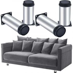 4 pcs Pieds de Meubles Pieds de Table Pieds de Bureau En Acier Inoxydable R&eacute;glable Ronde Meubles Pied Meubles Socle Cabinet Canap&eacute; Plinthe Chrome
