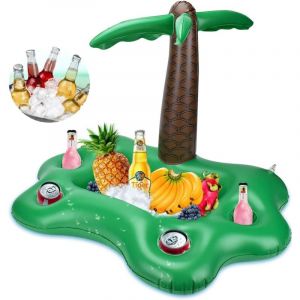 Plateau de Piscine,Palmier Gonflable, Gonflable Bar Flottant Piscine, Bouee Piscine,Bar Flottant pour Piscine, Plateau Gonflable, Gonflable Verre