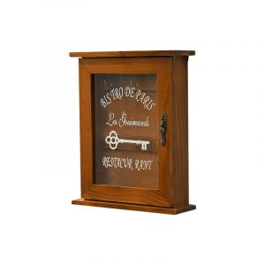 Spotact Boîte à Clés en Bois, Armoire à Clés Murale Rétro avec Porte Magnétique, Rangement en Bois Solide