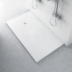 Receveur de douche zéro plan minéral 900x1600 blanc en plan minéral avec caillebotis assorti