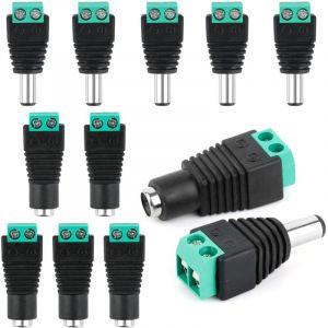 10 Pièces Fiches D'alimentation DC, Connecteur Jack Mâle/Femelle Alimentation CCTV,DC Alimentation Adaptateur Vis Borne Connecteur,Pour la