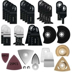 105 Pi&egrave;ces Lames de Scie Oscillante Multifonction - Universelles pour Bois, M&eacute;tal, Plastique - Compatibles DeWalt, Makita, Black & Decker