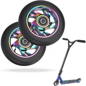 Roues de Trottinette, 2 PCS Roue Trottinette Freestyle, Roues de Trottinette Pro Stunt 100mm avec Roulements ABEC 9, Scooter Replacement Wheels pour