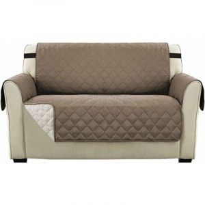 AIDUCHO Housse Réversible Double Face Pour Canapé Matelassé, Luxury Extra, Doux, À L'eau Avec Sangles De Fixation Élastiques,(Canapé 2 Places, Taupe)