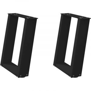 Pied de meuble，Pieds de table basse en U 2 pi&egrave;ces Noir 28 x (42-43) cm Acier CFW33994