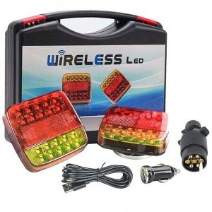 Kit d'&eacute;clairage LED magn&eacute;tique sans fil, &eacute;clairage de remorque 24 V, feu arri&egrave;re magn&eacute;tique &agrave; LED, feu arri&egrave;re de camion pour remorque, camion,