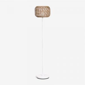 Sklum - Lampadaire led sans fil Ovela en fer et corde tressée Blanc