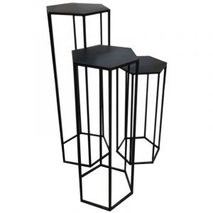 The Home Deco Factory - Sellette gigogne m&eacute;tal noir X3