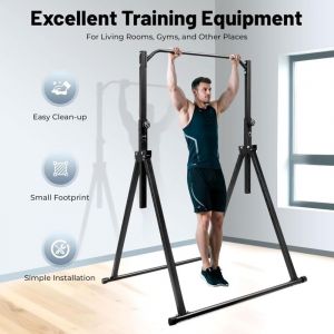 Station de traction pliable Power Tower Dip - Barre de traction autoportante r&eacute;glable en hauteur - Charge maximale : 200 kg - Appareil de fitness