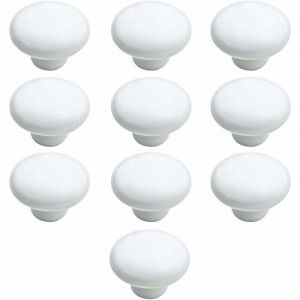 Bouton Porte 10 pcs 33mm C&eacute;ramique Poign&eacute;e Porte de Cuisine Armoire &agrave; Tiroirs Porte Boutons Blanc