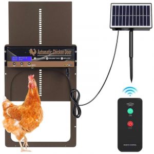 Tonysa - Porte Poulailler Automatique Solaire Anti-Pincement avec Minuterie/Capteur de Lumière, Porte Automatique Poulailler Solaire Grand Panneau