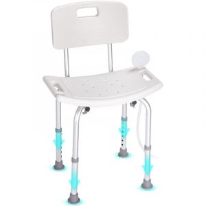 Mophorn - Chaise de douche avec dossier, siège de douche réglable en hauteur, banc de salle de bain antidérapant pour personnes âgées, handicapées et