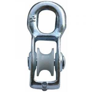 Poulie acier avec galet nylon pour c&acirc;ble 7mm universelle charge 230kg guide mobile coinceur descendeur corde