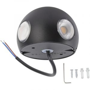 Applique murale boule 12W 4COB appliques murales Globe en aluminium &agrave; l'ext&eacute;rieur applique murale led &eacute;tanche lumineuse &agrave; quatre ct&eacute;s pour couloir