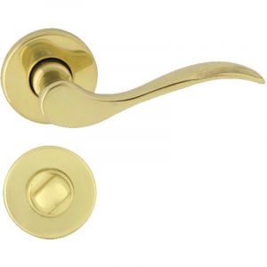 DOMINO Poign&eacute;e de porte VENUS R M1 WC Poign&eacute;e avec rosace WC Laiton brillant