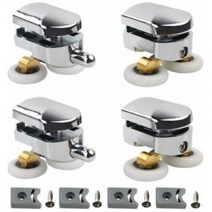 Accessoires pour roulettes de porte, roulettes doubles - pour portes de douche coulissantes, 2 roulettes Salle de bains en alliage de zinc diam&egrave;tre