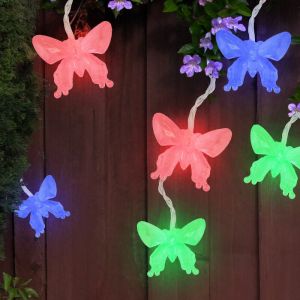 Lampe d'ext&eacute;rieur solaire guirlande lumineuse papillons d&eacute;coration de jardin lampe d'ext&eacute;rieur, led rvb &agrave; changement de couleur, 10x led, l 470 cm