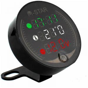 Briday - Testeur de Tension, Voltmètre vtt 4 en 1 + Horloge Electronique + Thermomètre + Chronomètre Digital led, Noir