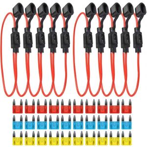 SNQ - Pack de 10 porte-fusibles pour fusibles automobiles avec boîtier entièrement encapsulé porte-fusible à lame porte-fusible de voiture étanche