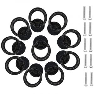 10 Pcs Noir Poignée d'Armoire Metal Bouton de Porte Tiroir Bague Poignée de Traction Classique Poignee de Meuble Rond Bouton de Meuble Poignées de