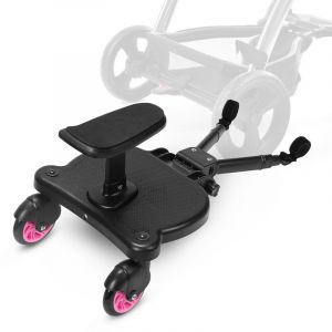 Swanew - Pédale de Poussette Marche Pied Poussette Planche de poussette Pédale auxiliaire Avec Siege jusqu'à 25 kg Rose