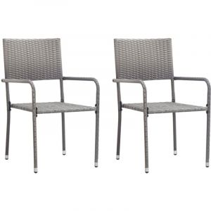 Torana - Chaise à dîner de empilable lot de 2 gris résine tressée