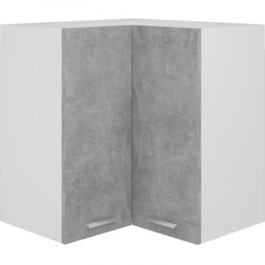 Armoire d'angle suspendue Armoire de cuisine Meuble haut Cuisine Gris b&eacute;ton 57x57x60 cm Agglom&eacute;r&eacute; 97631