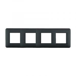 Plaque de finition 4 postes latina - Couleur mat&eacute;riel - Noir mat