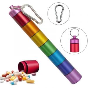 Bo&icirc;te &agrave; m&eacute;dicament,bo&icirc;te &agrave; medicament de voyage amovible,boite &agrave; pilulier hebdomadaire avec anneau porte-cl&eacute;s,pour bureau,fitness