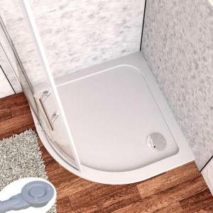 Aica Sanitaire - Receveur de douche &agrave; l'italien 80x80cm H.3cm, blanc, 1/4 de cercle, avec une bonde H.55mm Design ultra-mince, Bac &agrave; douche