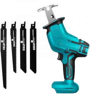 Insma - Scie Sabre Scie Alternative électrique Sans Fil Avec 4 Lames de Scie pour Batterie Makita 18V (Machine Seule) Fantablau