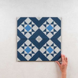 Nanda Tiles - Carrelage Imitation Carreaux de Ciment kompas 20x20cm (0,52m2) Medi - Les Carreaux de Jean