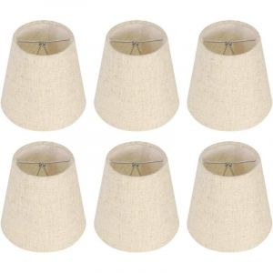 Promotion, Ensemble de 6 Petits Abat-Jour, Abat-Jour Baril en Toile de Jute Clip sur Ampoule pour Lampe de Table et lampadaire, Abat-Jour de Lustre