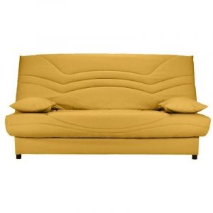 Les Tendances - Banquette Clic Clac tissu matelas Starbed 13cm avec coffre de rangement Kistar 130x190-Jaune curry