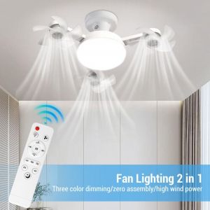Zoternen - Ventilateur de Plafond avec Lumi&egrave;re et Telecommande, Dimmable Ventilateur Plafond led avec Douille E27, lustre ventilateur de plafond pour