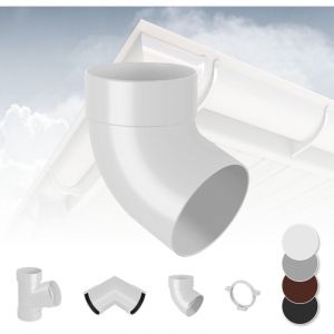 Syst&egrave;me de goutti&egrave;re - PVC plastique de 130 mm, s&eacute;lection de composants - RainWay 130: blanc, Coude de tuyauterie 67&deg; simple