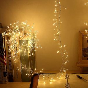 Guirlande Lumineuse Artifice 6m 200 LEDs 8 Modes Cuivre Chambre Couronne Cheminée Mariage Noël Blanc Chaud
